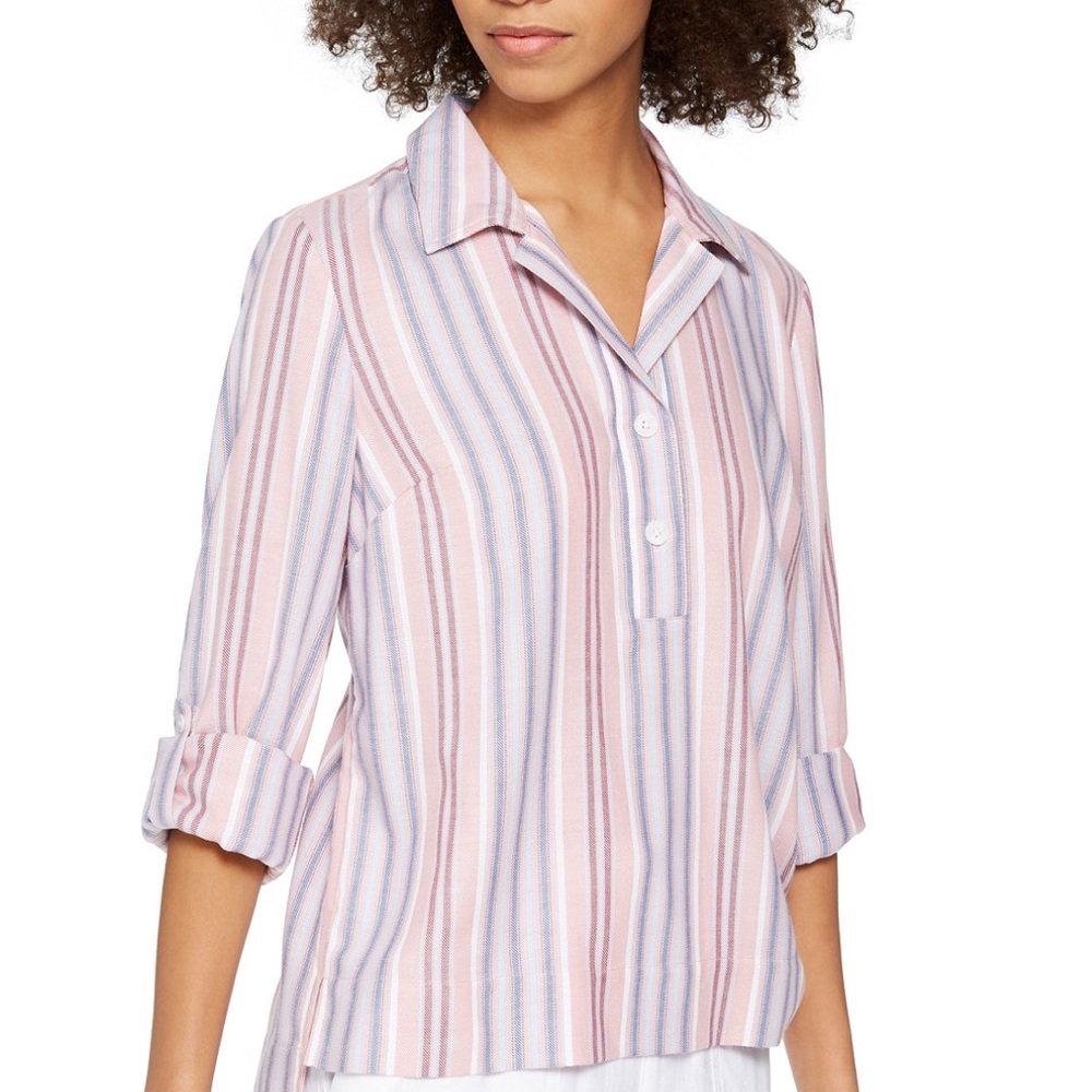 Tommy Hilfiger Pink collar NEW shirt high/low